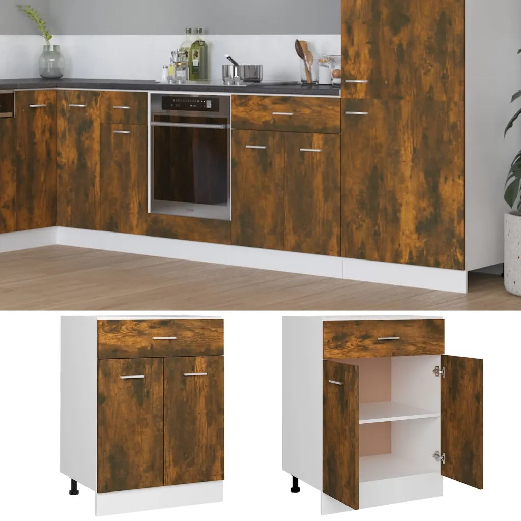 Mobiletto Rovere Fumo 60x46x81,5 cm in Legno Multistrato cod mxl 68761