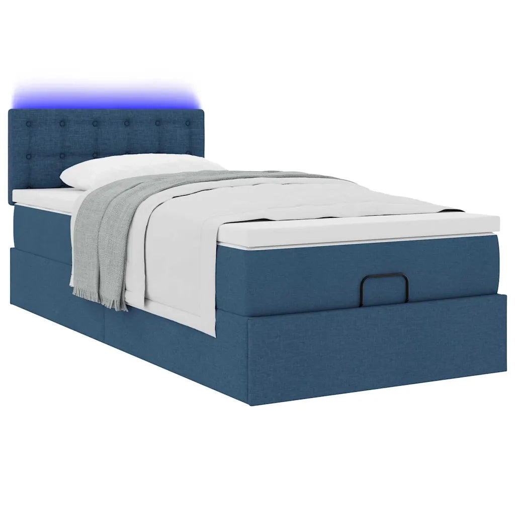 Struttura Letto Pouf con Materasso Blu 80x200 cm in Tessuto 3312435
