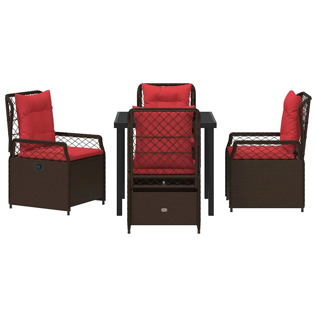 Set da Pranzo per Giardino 5 pcs Marrone polyrattan 3381045