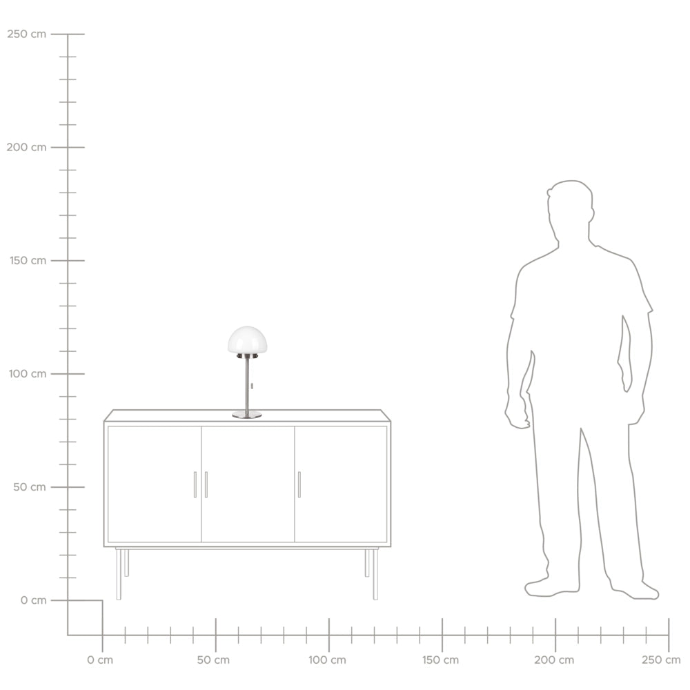 Lampada da tavolo con base in metallo argento e paralume in vetro, in stile minimalista, per la casa e l'ufficio.