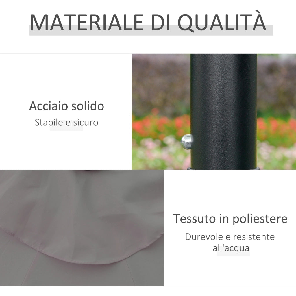 Ombrellone da Giardino Inclinabile 265 cm con Luci LED Solari ¨C zephmum ¨C Grigio