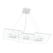Lampadario Contemporaneo Focus Metallo Bianco Vetro 3 Luci Gx53