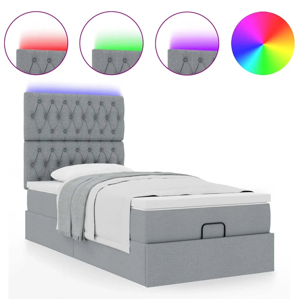 Struttura Letto Pouf con Materasso 100x200 cm in Tessuto