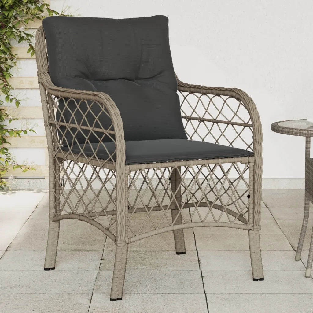 Sedie da Giardino con Cuscini 2 pz | Sedie da Esterno Grigio Chiaro in Polyrattan