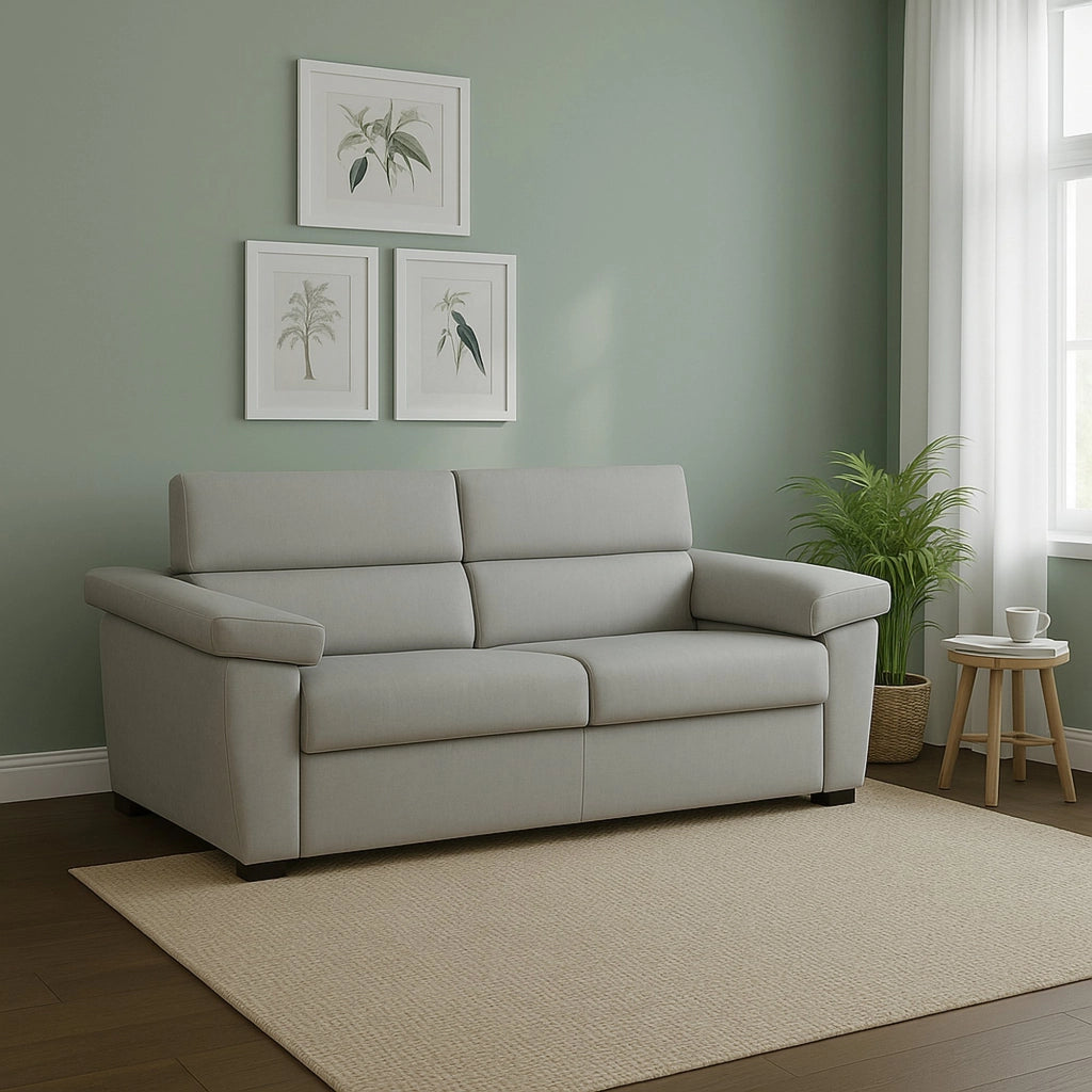 Seui, Divano Letto 2 Posti Sfoderabile Made in Italy, 185x95 cm Grigio Chiaro