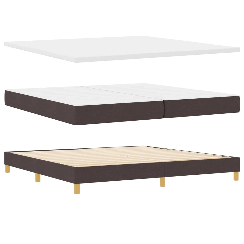 Letto a Sorgente LED Marrone Scuro 200 x 200 cm Tessuto 3342467