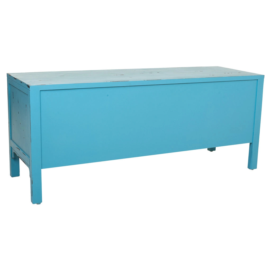 Mobile basso in legno blu 120x40x50