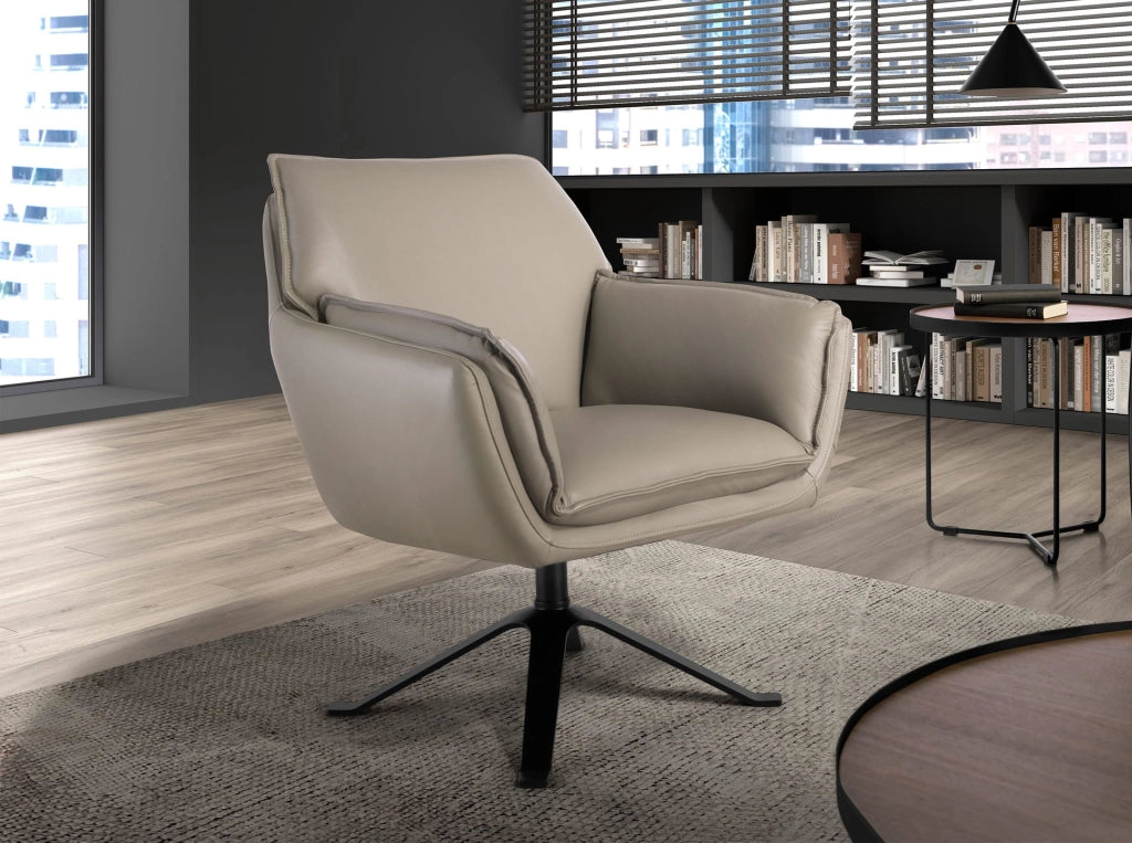 Poltrona girevole in pelle grigio scuro