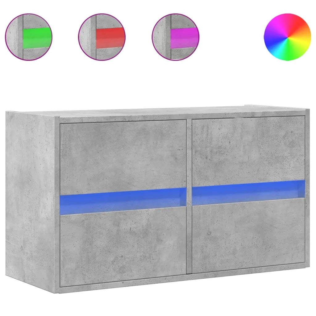 Mobile TV a Parete con Luci LED Grigio Cemento 80x31x45 cm 852288