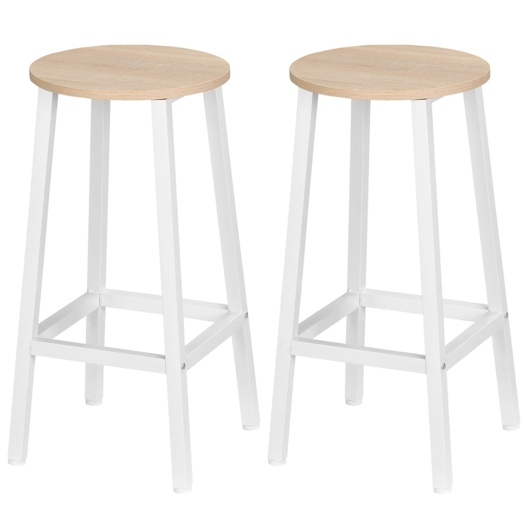 Sgabelli Moderni con Reposepiedi ¨C zephmum ¨C Bianco e Effetto Legno 65 cm