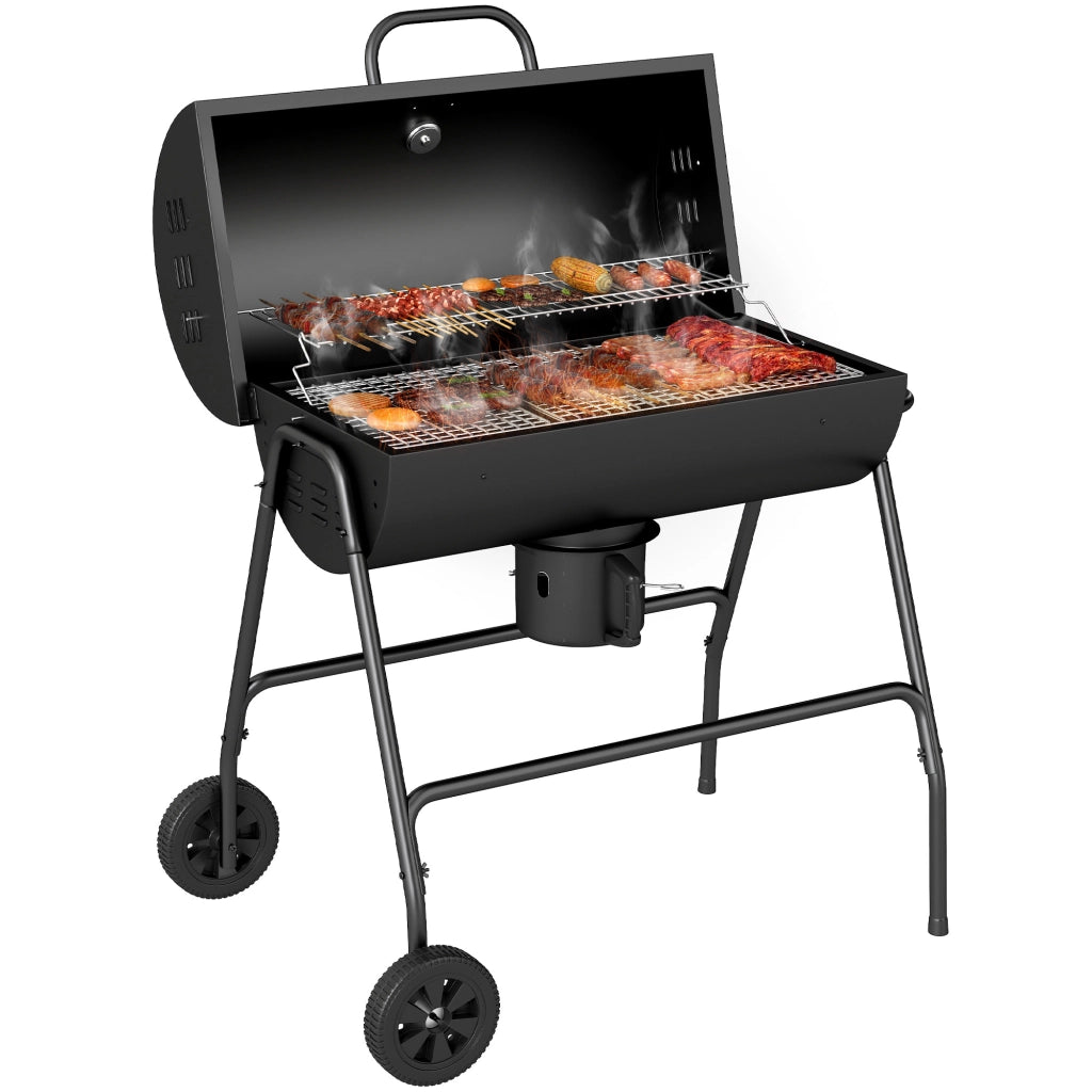 BARBECUE A CARBONELLA CON COPERCHIO 95x71,5x102 cm METALLO NERO