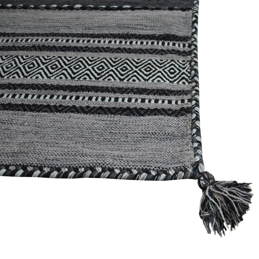 Tappeto ANTIQUE KILIM GRIGIO cm.60x200 tessuto a mano in cotone e ciniglia