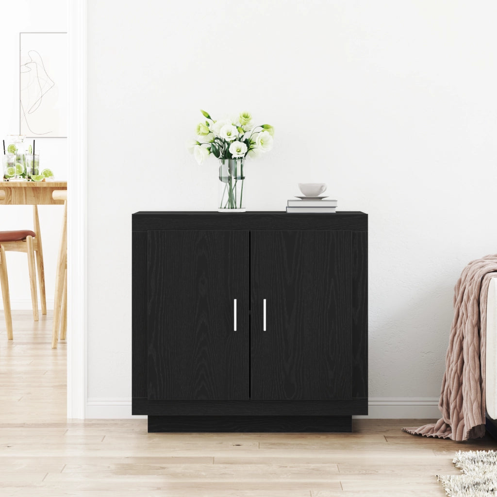 Sideboard Nero Rovere 80x40x75 cm Legno Ingegnerizzato