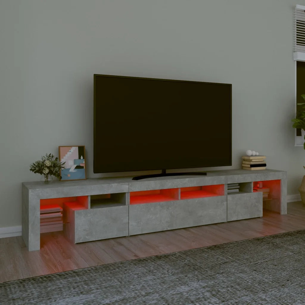 Mobile Porta TV con Luci LED Grigio Cemento 230x36,5x40 cm 3152789