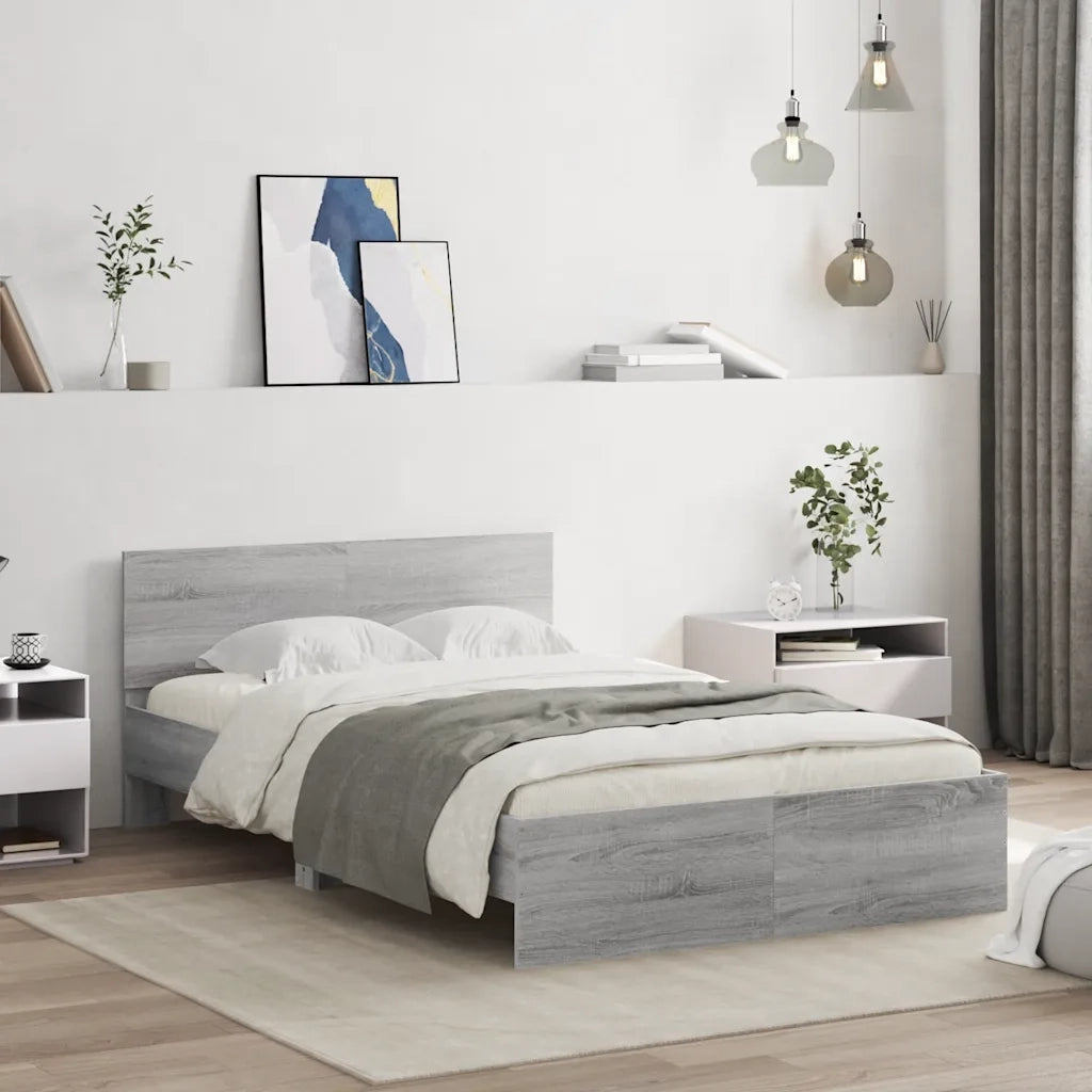 Giroletto con Testiera e LED Grigio Sonoma 135x190 cm 3207635