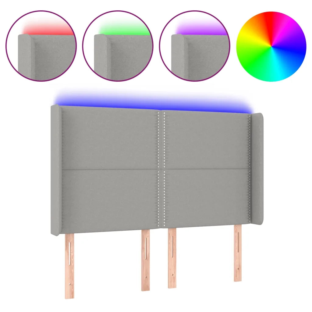 Testiera a LED-Testata con LED Grigio Chiaro 147x16x118/128 cm in Tessuto 991780