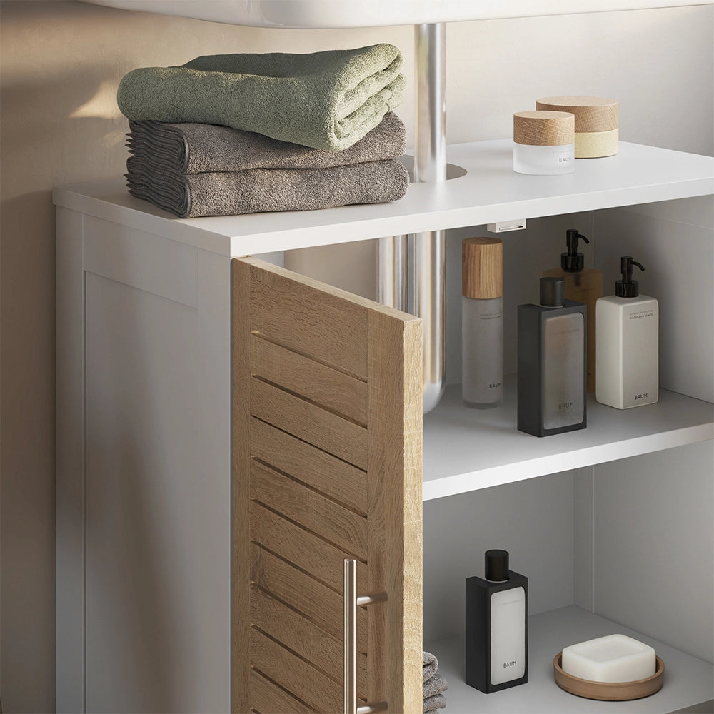 Vicco Set di mobili da bagno Bianco/quercia 2 parti