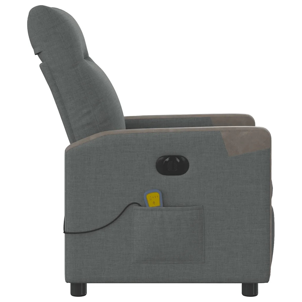 Divano Sedia-Poltrona Reclinabile Massaggio Elettrica Grigio Scuro Tessuto 459816