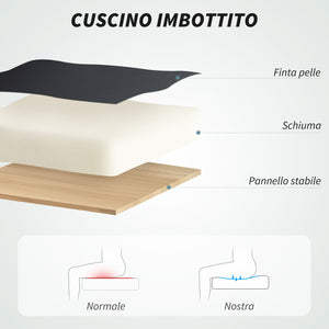 Sedia da Ufficio Reclinabile a 155° con Poggiapiedi Doppia Imbottitura e Rivestimento in Finta Pelle Nero