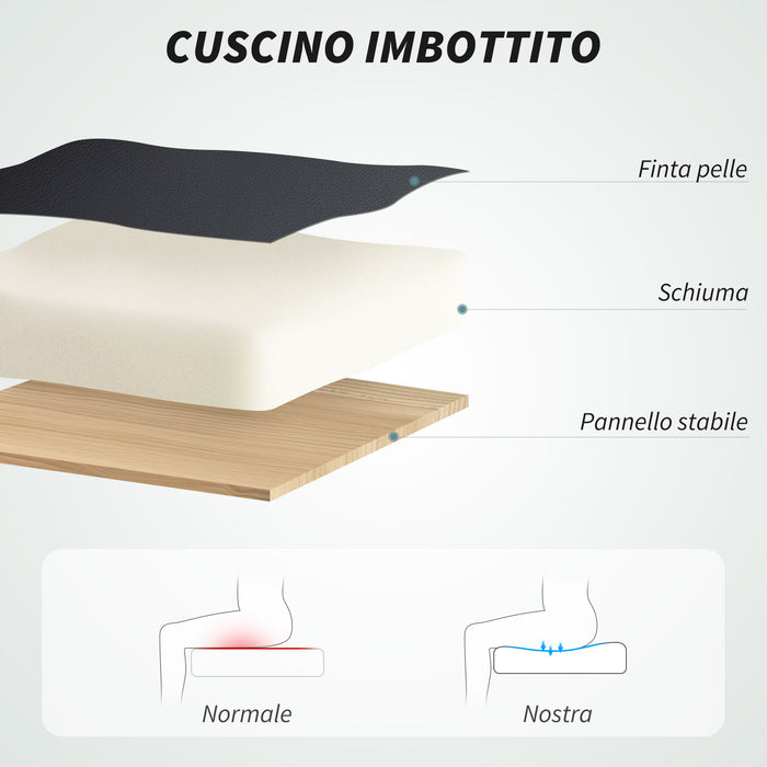 Sedia da Ufficio Reclinabile a 155° con Poggiapiedi Doppia Imbottitura e Rivestimento in Finta Pelle Nero