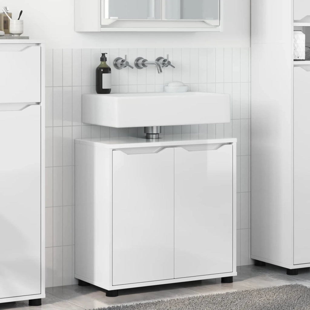 Armoire de lavabo de salle de bain Blanc brillant