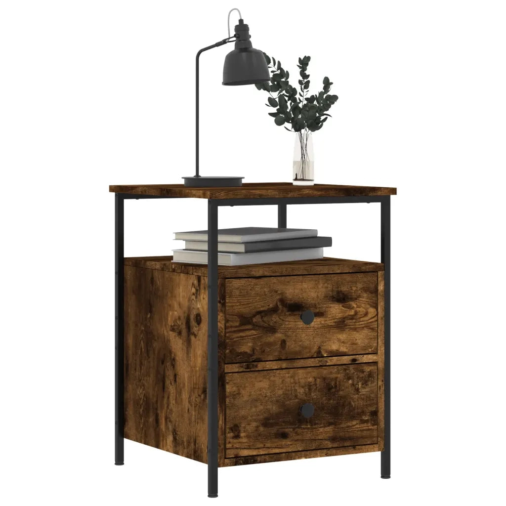 Comodino | Armadio da Notte | Mobiletto da notte Rovere Fumo 44x45x60 cm in Legno Multistrato