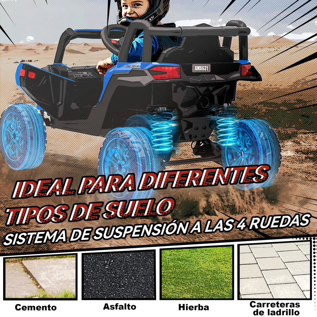 Veicolo Elettrico per Bambini 12V ¨C Minimal ¨C 2 Motori, Telecomando 2.4G, Sospensione, Blu