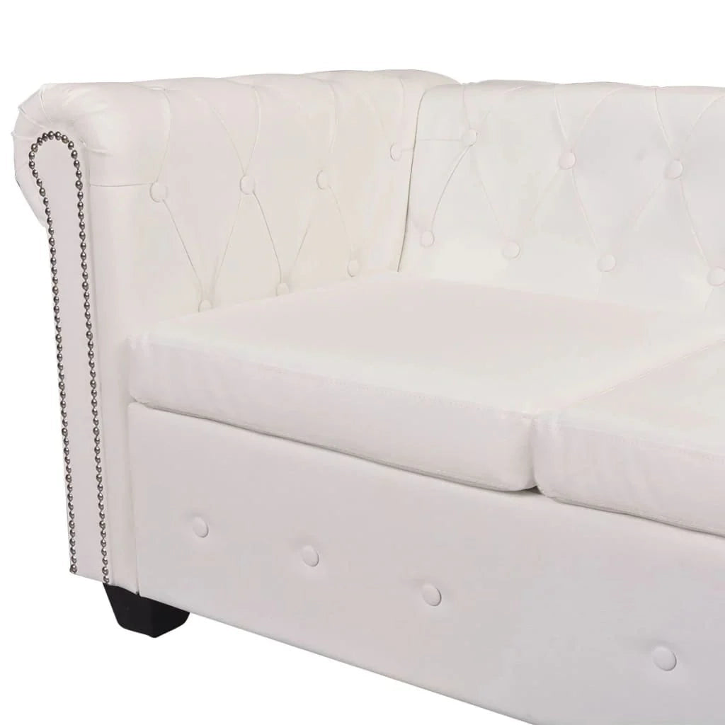 Divano angolare Chesterfield 5 posti in similpelle bianca 02_0020233