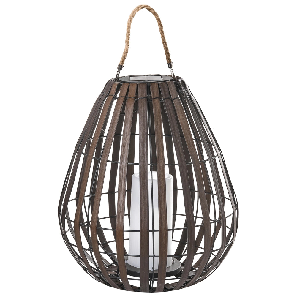Lanterna solare Marrone scuro Materiale sintetico LED Decorazione interna ed esterna a basso consumo energetico Rustico Boho