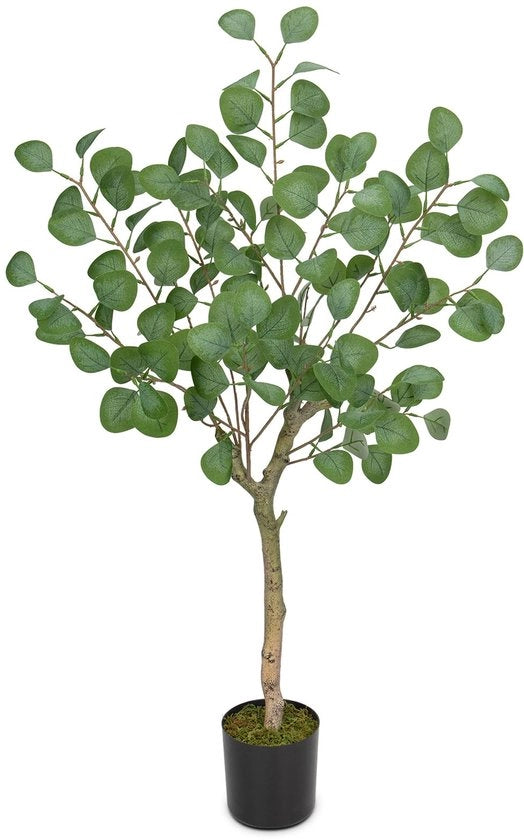 Pianta di Eucalipto Kunst 90 cm Pianta d'Arte Grande in Vaso Nero Pianta d'Arte Verde Ideale per Esterni Interni Casa Ufficio Camera Decorazione