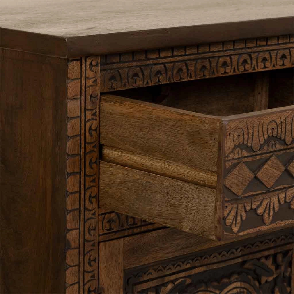 Credenza in legno artigianale con 3 ante, 153x40x84h cm