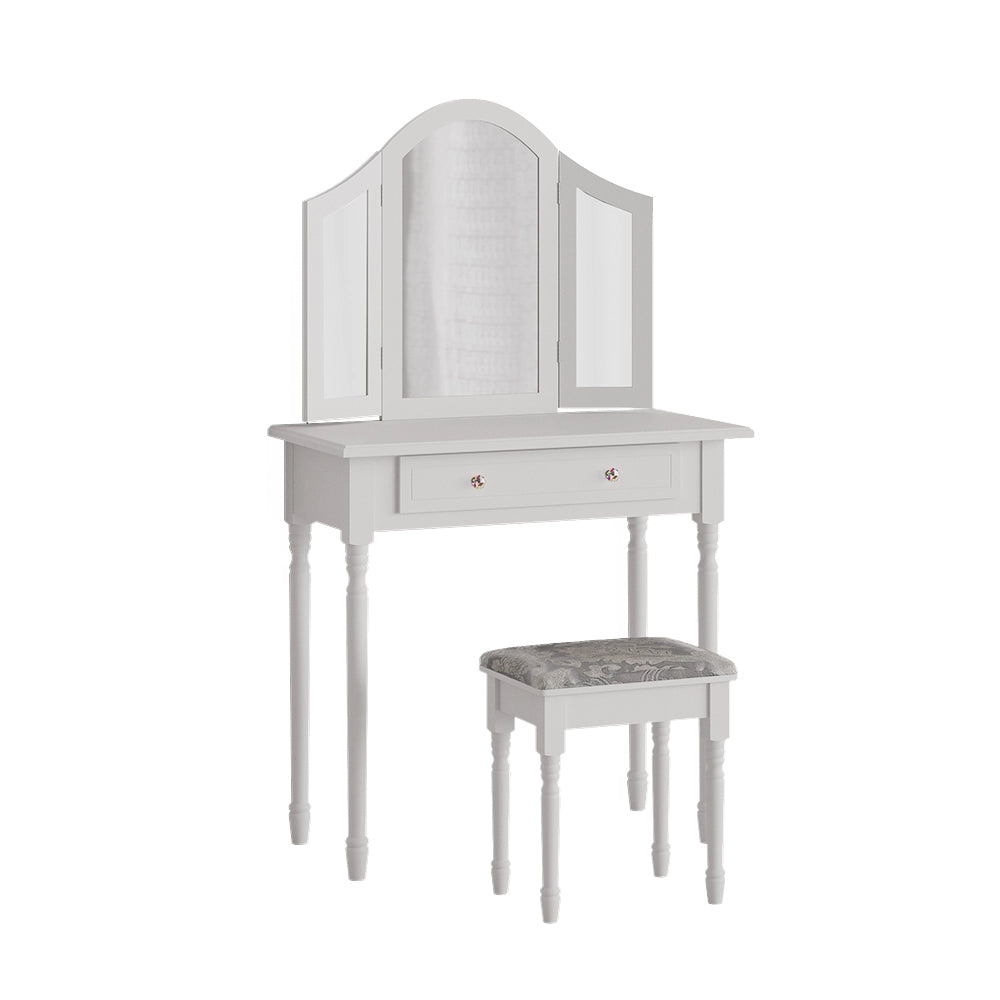 Vicco Tavolo da toeletta Bianco 80 cm con sgabello