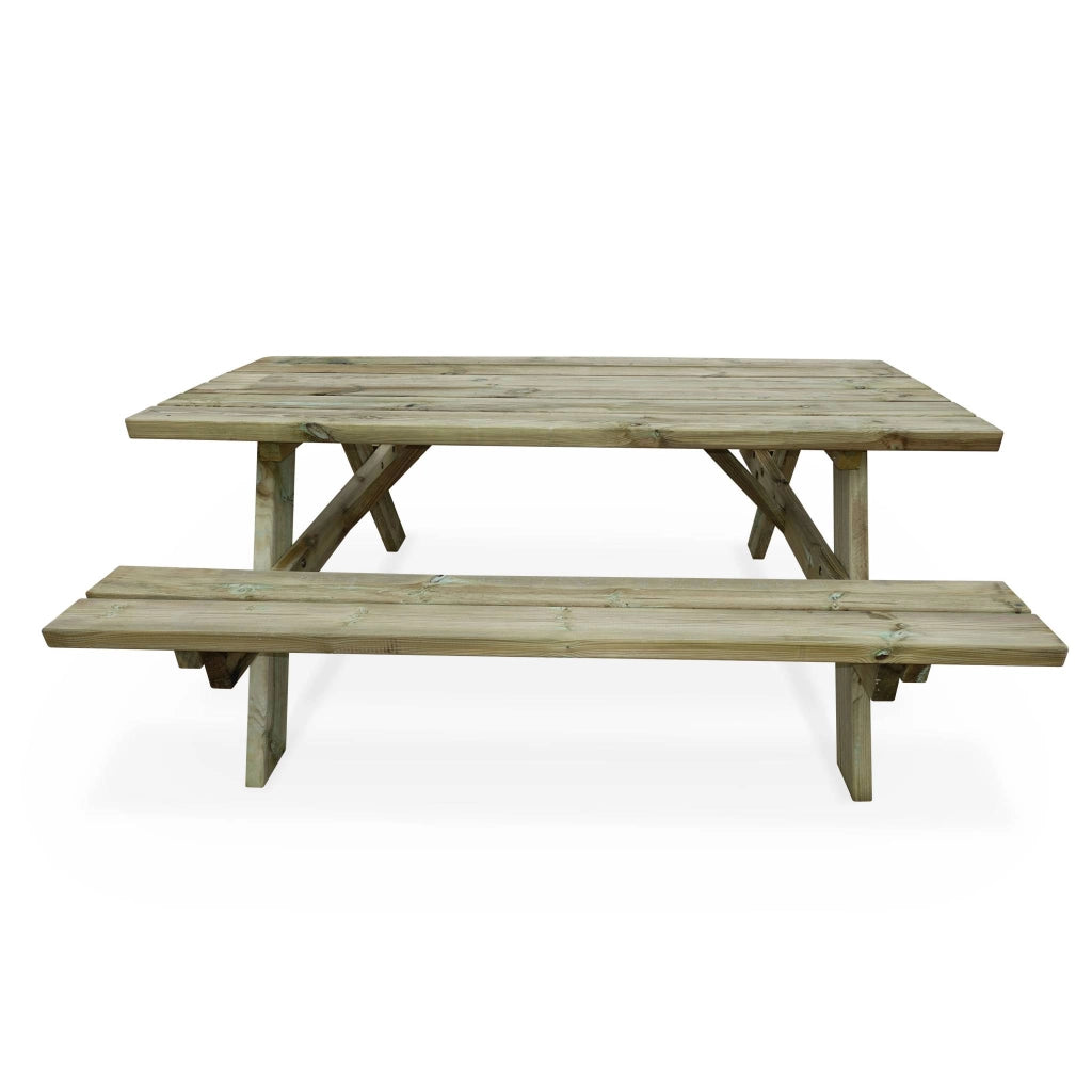 Set tavolo da picnic in legno di pino con 2 panche, marrone naturale