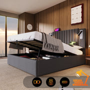 letto imbottito cotone grigio 140 x 200 cm