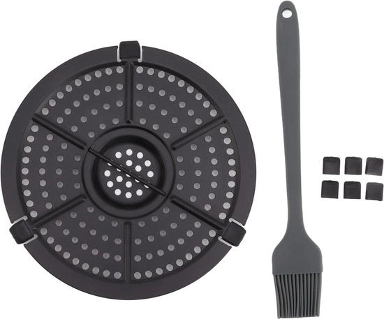 Griglia per Sostituzione 16cm - Fogli per Air Fryer in Acciaio Inossidabile - Griglia per Fryer con Pennello per Olio - Per la Cucina