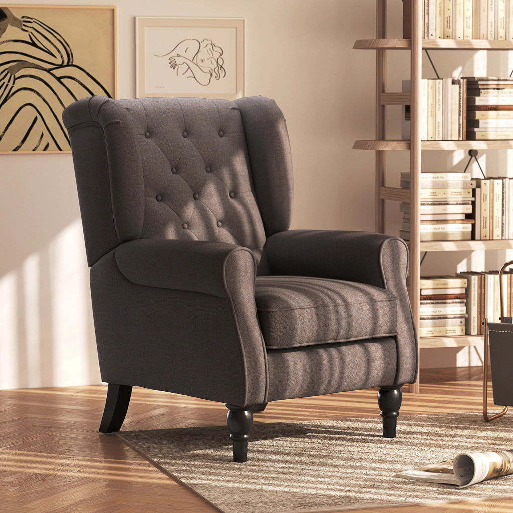 Poltrona Relax in Tessuto Marrone con Cuscini ¨C Zephmum ¨C 74x86x102 cm