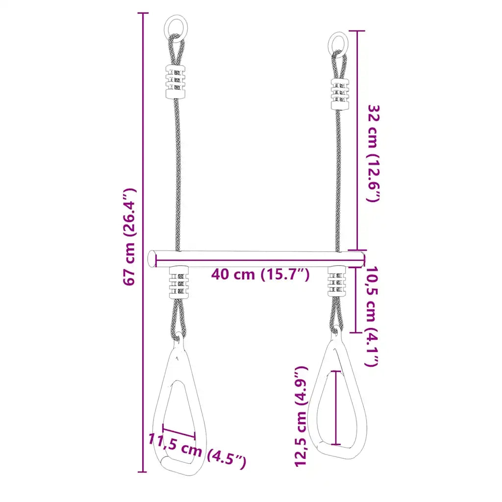 Barra Trapezio con Anelli per Bambini Blu e Verde in Acciaio CFW1503702