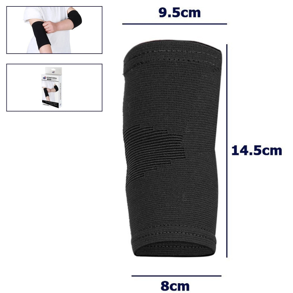 Trade Shop - Coppia Gomitiera Fascia Elastica Supporto Per Gomito Anallergico Bambini Nero -