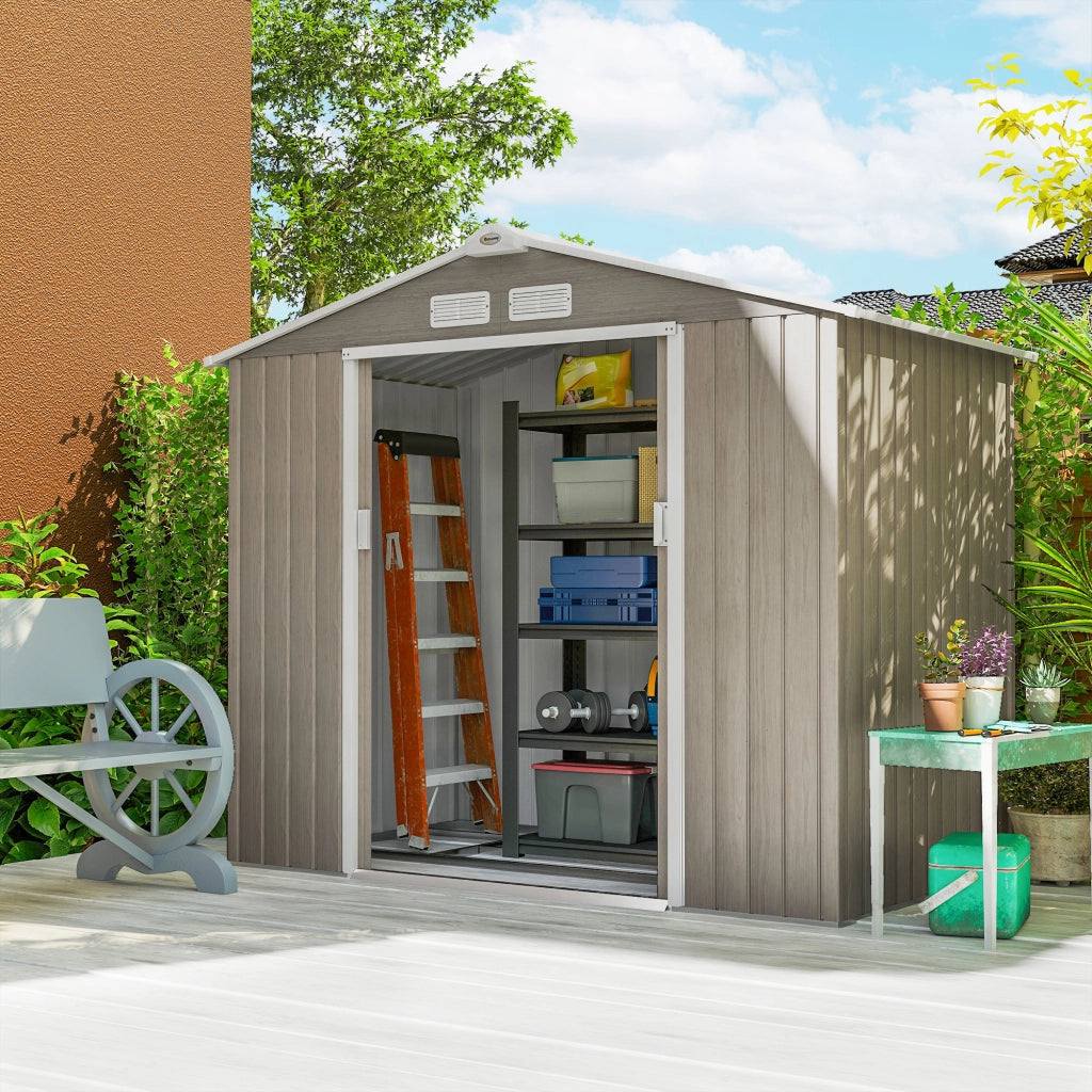 Casetta da Giardino in Metallo ¨C zephmum ¨C Marrone Chiaro 210x130cm
