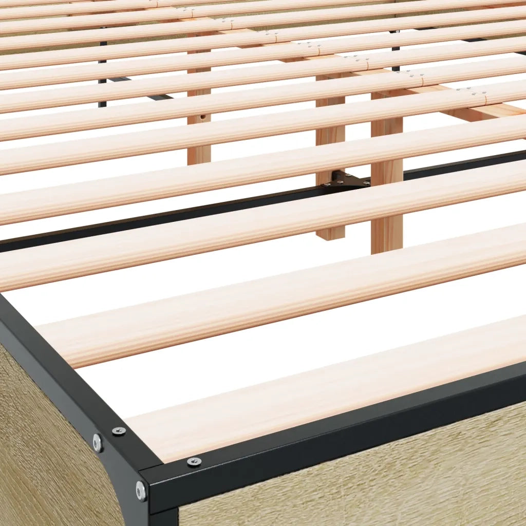 Giroletto-Struttura Letto Rovere Sonoma 140x200 cm in Legno Multistrato Metallo 685128