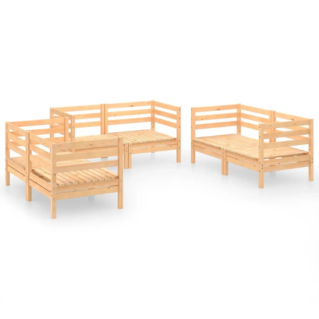 Set Divani da Giardino 6 pz in Legno Massello di Pino 3082582
