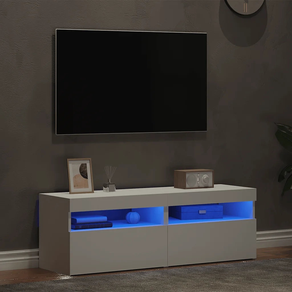 Mobili Porta TV con Luci LED 2 pz Bianchi 60x35x40 cm