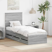 Struttura del letto con cassetto-Giroletto con contenitore-Rete del Letto Grigio Sonoma 75 x 190 cm 951549