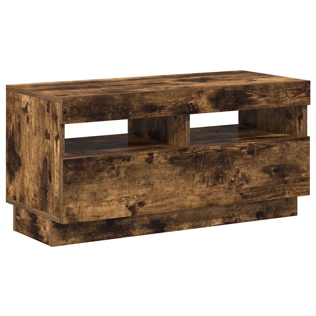 Mobile Porta TV con Luci LED Rovere Fumo 80x35x40 cm 815723