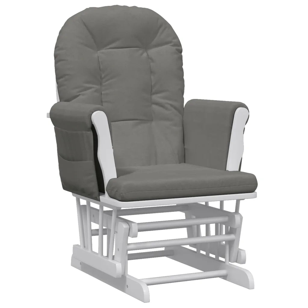 Poltrona | Sedia Relax Glider con Sgabello Grigio Scuro in Tessuto