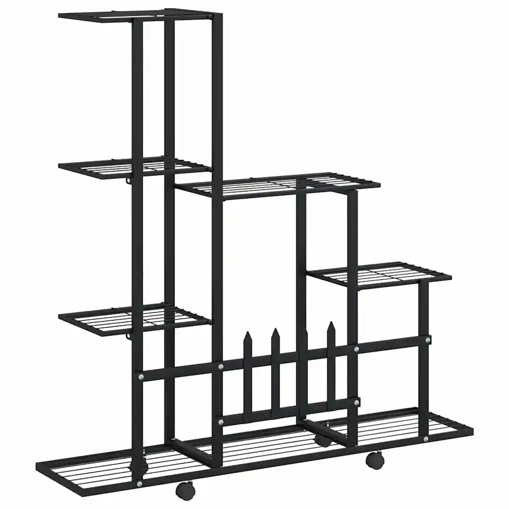 Portapiante | Sostegno per piante con Ruote 94,5x25x92,5 cm Nero in Metallo