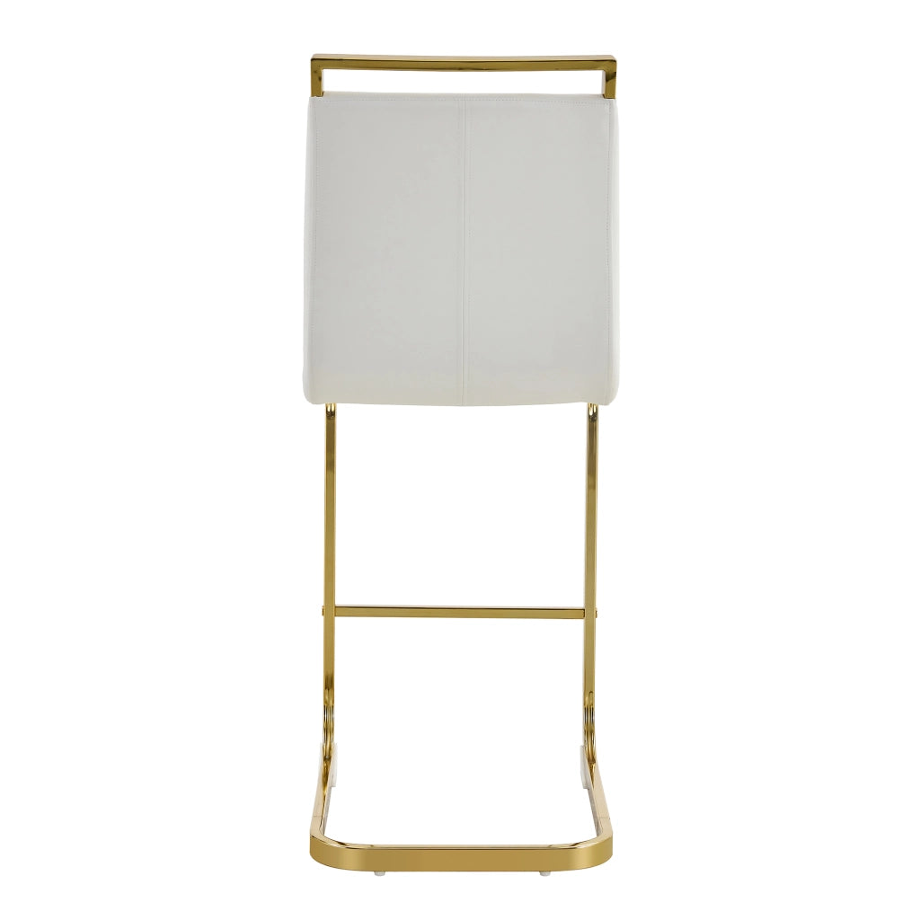 Sgabelli da Bar Set 2 Pezzi ¨C MINIMAL ¨C Similpelle Bianca, Gambe Oro in Metallo