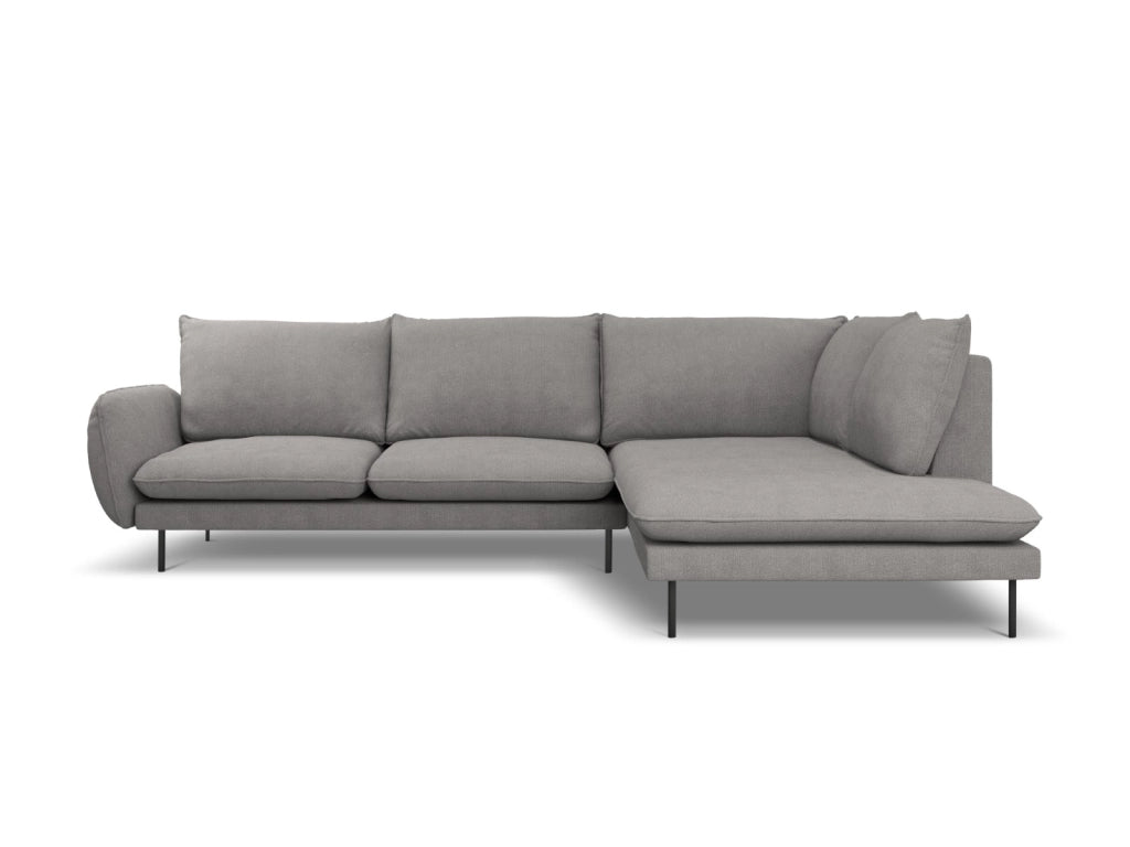 Cosmopolitan Design - Divano angolare destro "Vienna" 6 posti in tessuto strutturato grigio scuro 