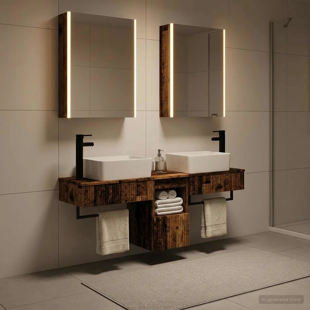 Set di Armadi da Bagno 5 pcs Legno antico 53 x 15,5 x 70 cm 3406333