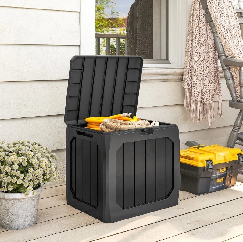 Cassapanca da giardino in plastica con maniglie; 56x45x53 cm; nera